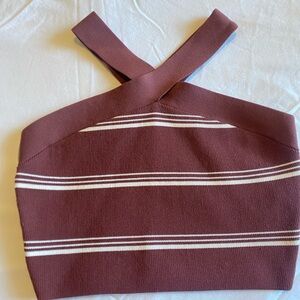 Babaton Maroon and White  Crop Tank Top